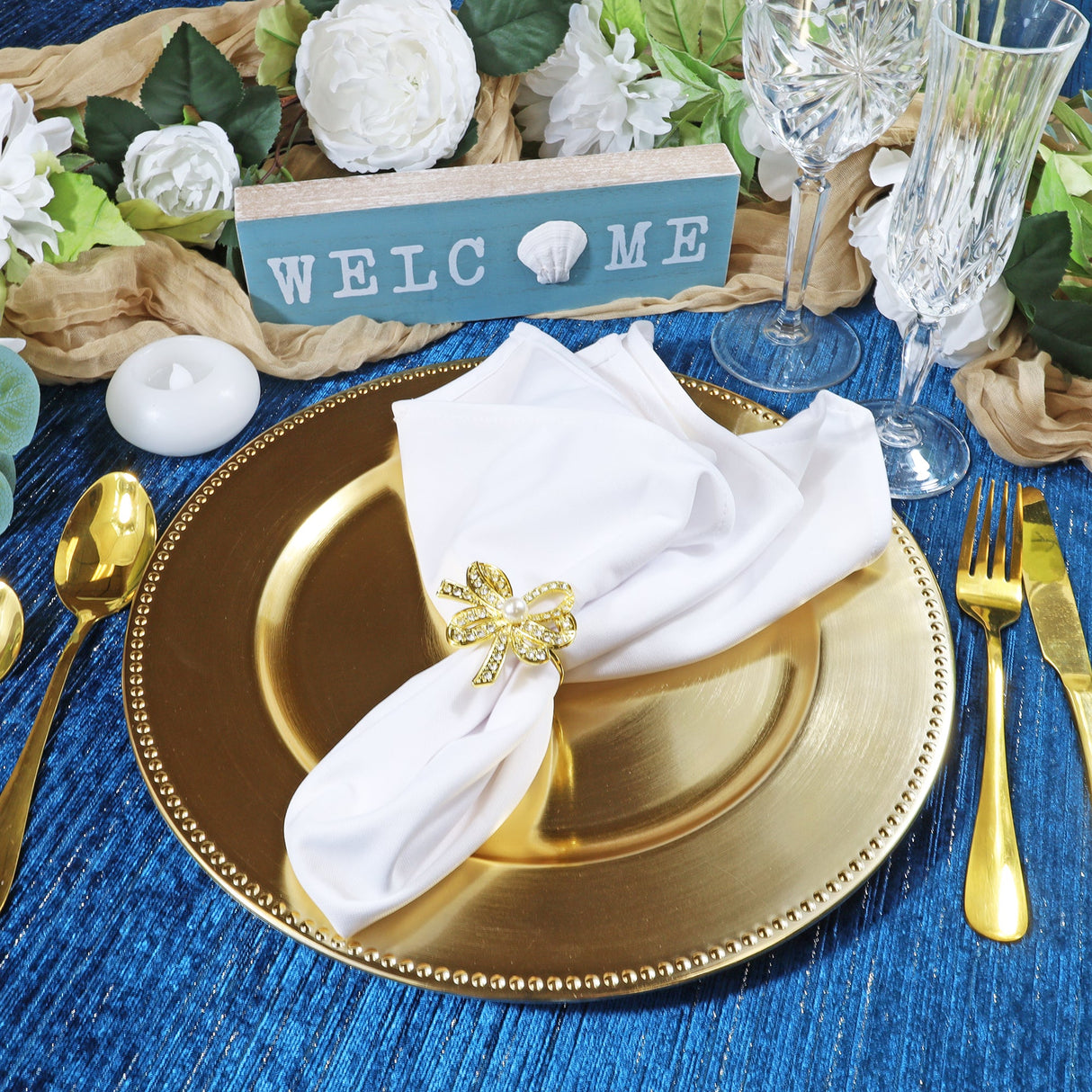 Gold Beaded Acrylic Charger Plates 13"