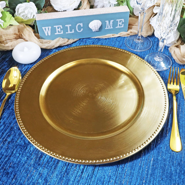 Gold Beaded Acrylic Charger Plates 13"