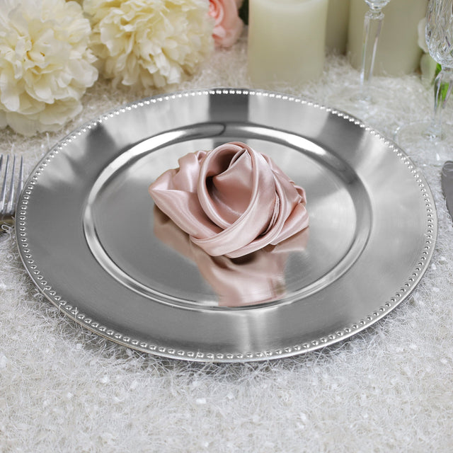 Acrylic Charger Plate 13 Inch Silver Beaded