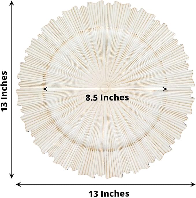 Antique White Sunray Acrylic Charger Plate 13 Inch