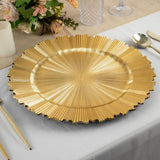 Gold Metallic Sunray Acrylic Charger Plates 13"