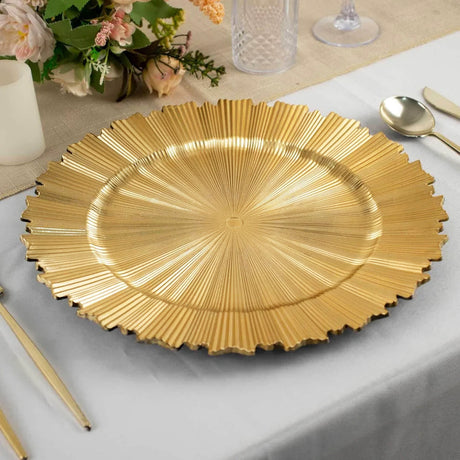Gold Metallic Sunray Acrylic Charger Plates 13"