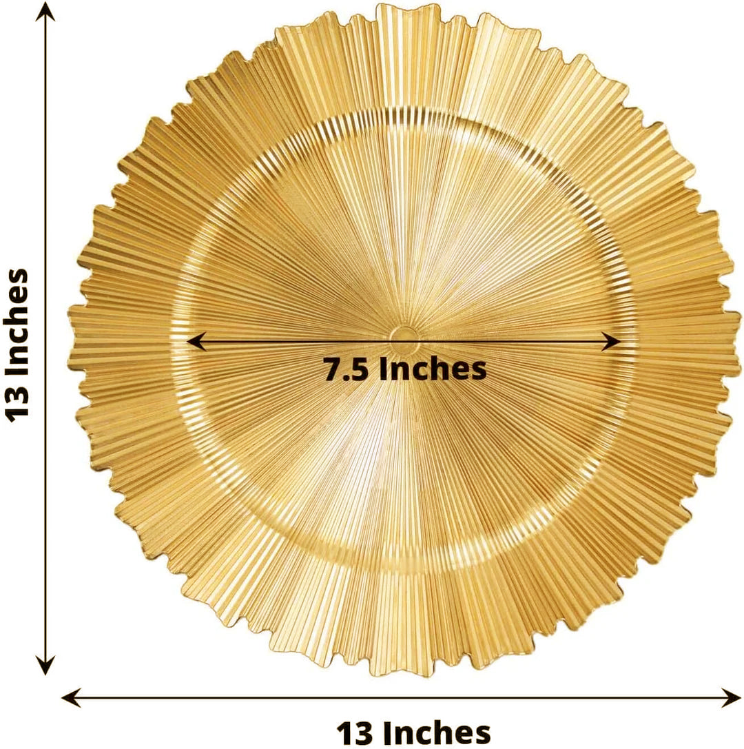 Gold Metallic Sunray Acrylic Charger Plates 13"