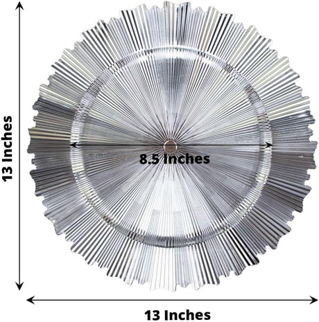 Silver Metallic Sunray Acrylic Charger Plate 13 Inch