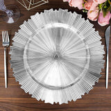 Silver Metallic Sunray Acrylic Charger Plate 13 Inch