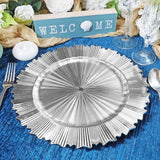 Silver Metallic Sunray Acrylic Charger Plate 13 Inch