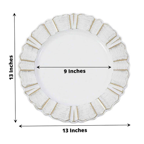 Acrylic Charger Plate 13" White Scallop Rimmed