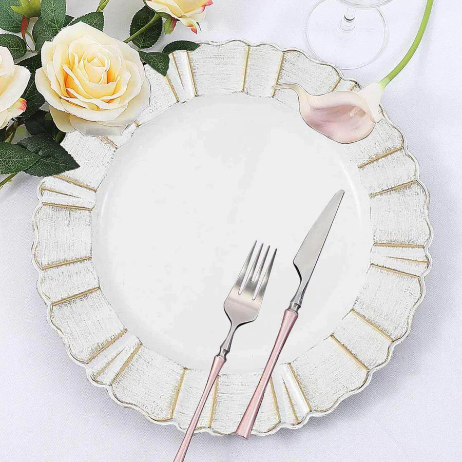 Acrylic Charger Plate 13" White Scallop Rimmed