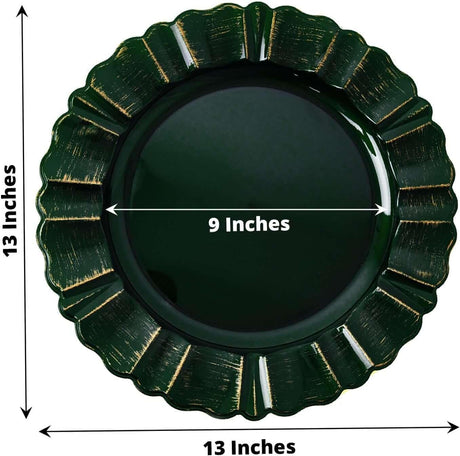 Acrylic Charger Plate 13 Inch Scallop Rimmed Hunter Green/Holly Green