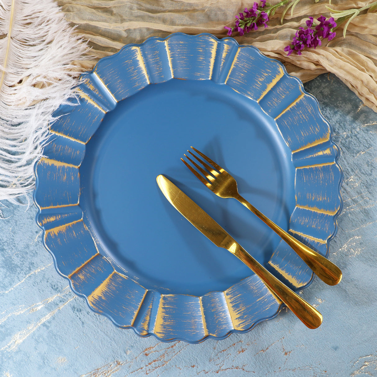Acrylic Charger Plate 13 Inch Scallop Rimmed Baby Blue