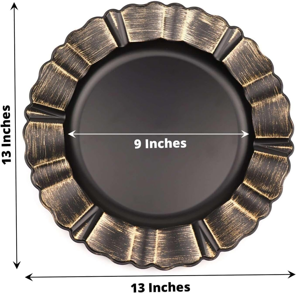 Acrylic Charger Plate 13" Black Scallop Rimmed