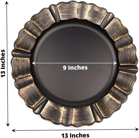 Acrylic Charger Plate 13" Black Scallop Rimmed
