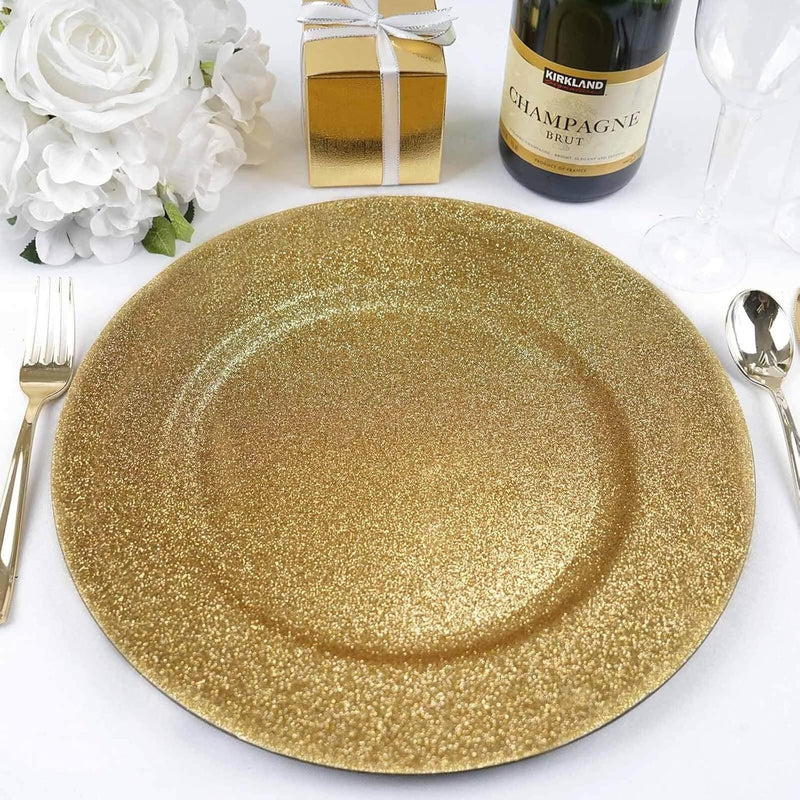 Gold Mystic Glitter Acrylic Charger Plates 13"