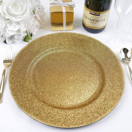 Gold Mystic Glitter Acrylic Charger Plates 13"
