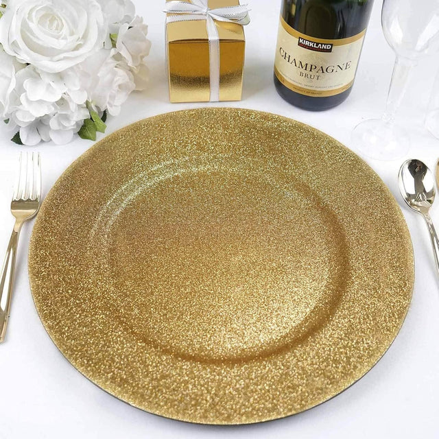 Gold Mystic Glitter Acrylic Charger Plates 13"
