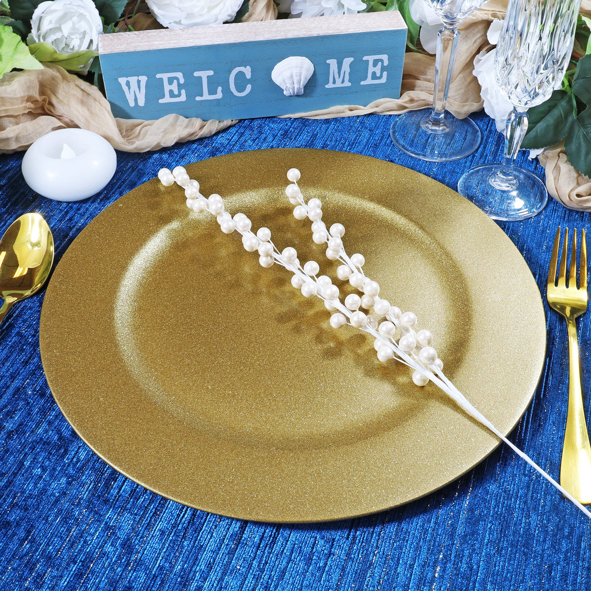 Gold Mystic Glitter Acrylic Charger Plates 13"