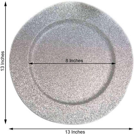 Acrylic Charger Plate 13" Silver Mystic Glitter