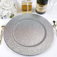 Acrylic Charger Plate 13" Silver Mystic Glitter