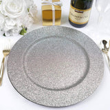 Acrylic Charger Plate 13" Silver Mystic Glitter
