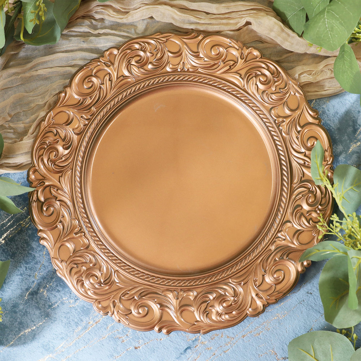 Vintage Acrylic Charger Plate 13" Copper