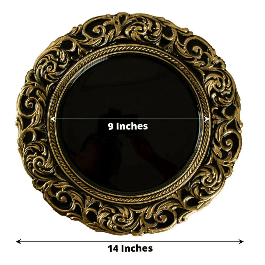 Antique Black Vintage Acrylic Charger Plate