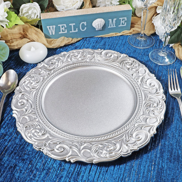 Vintage Acrylic Charger Plates 13" Silver