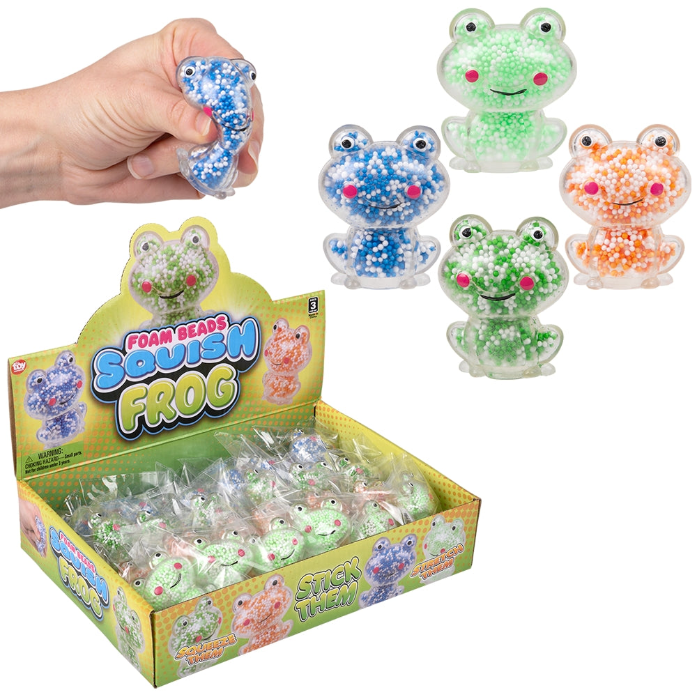 Foam Bead Frog Mini Squeezy Toy (24 PC Display)
