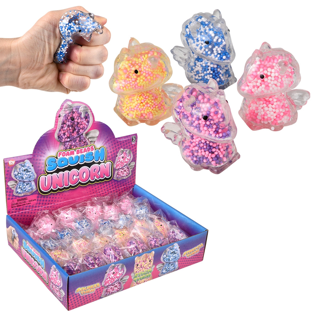 Mini Squeezy Foam Bead Unicorn (24 Ct Display)