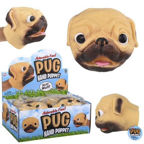Stretchy Pug Hand Puppet 6" (1 DZ)