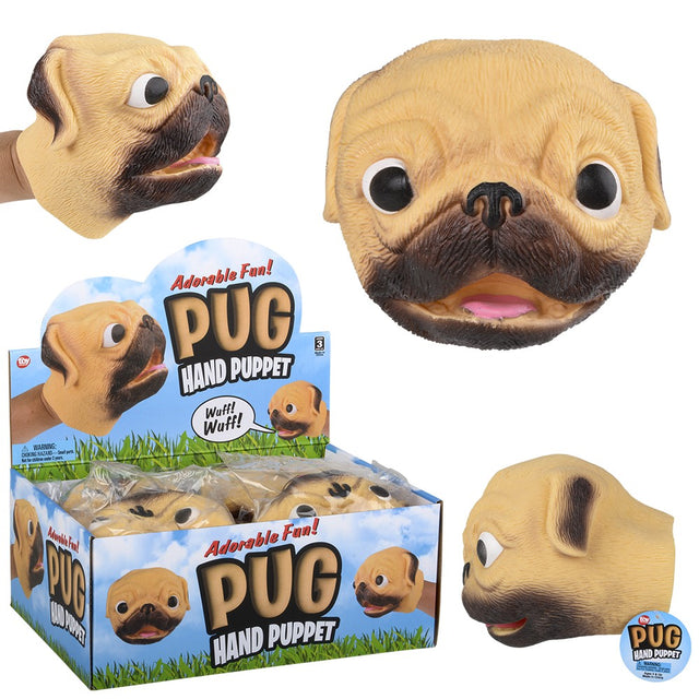 Stretchy Pug Hand Puppet 6" (1 DZ)
