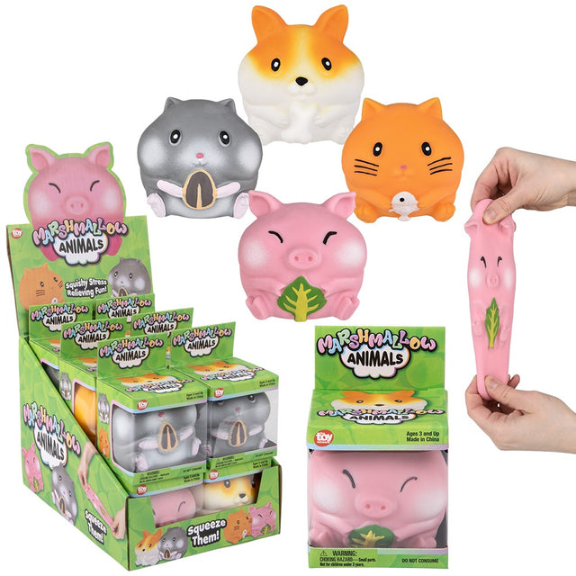 Marshmallow Animals Squeezy Fidget Toys (12 PC Display)