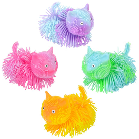 Light-Up Shaggy Cat Puffer (12 Pc Display)