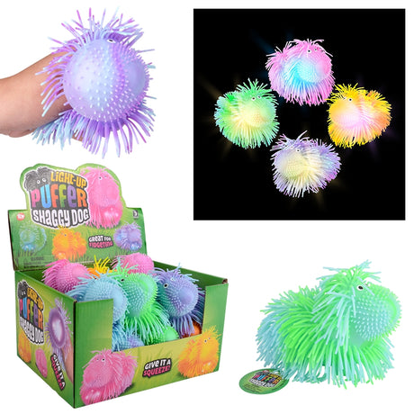 Light-Up Shaggy Dog Puffer (12 PC Display)