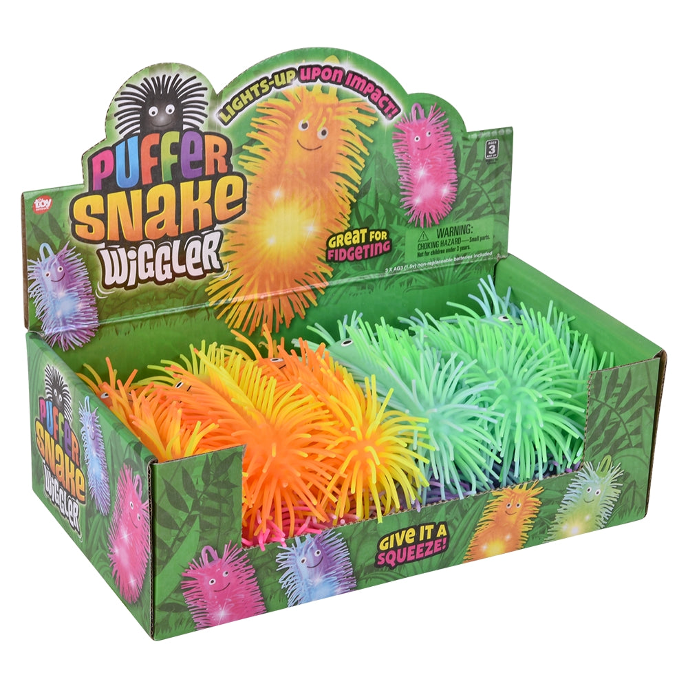 Light-Up Snake Puffer Wiggler (12 Pc Display)