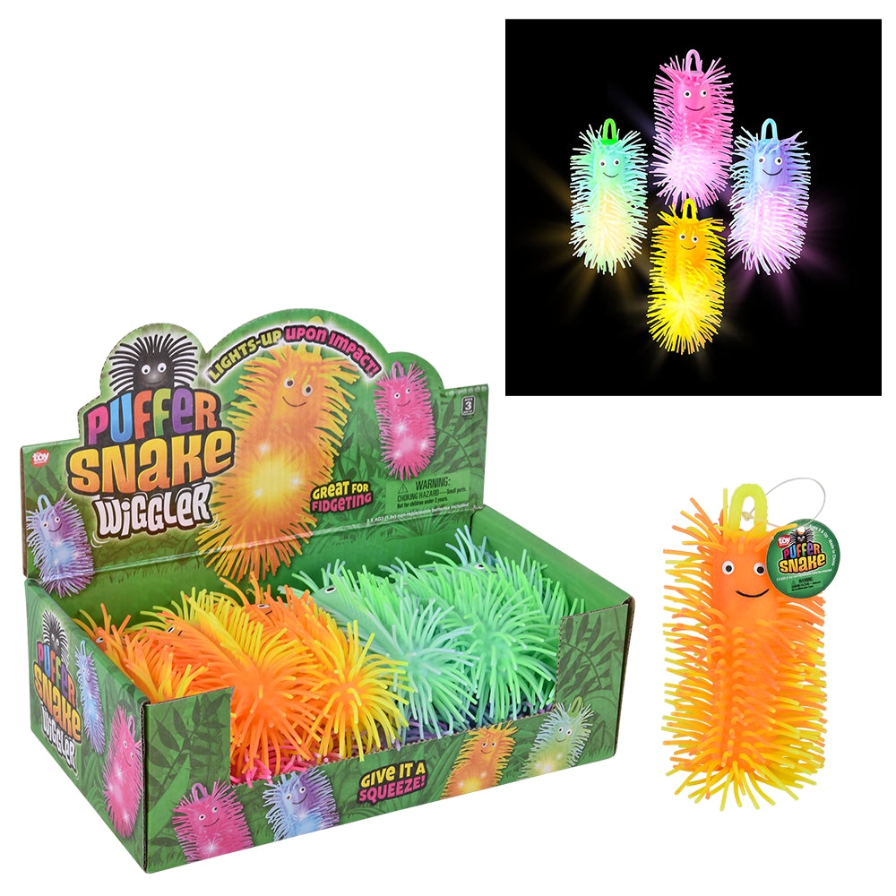 Light-Up Snake Puffer Wiggler (12 Pc Display)