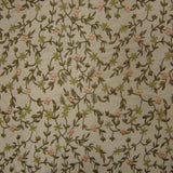 Parisian Floral Embroidered Silk Fabric - Apricot, Coral, Paprika, Scarlet, Teal, Wheat, 54" Width (1 Yard)