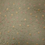 Parisian Floral Embroidered Silk Fabric - Apricot, Coral, Paprika, Scarlet, Teal, Wheat, 54" Width (1 Yard)