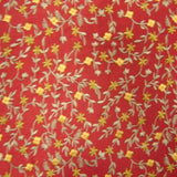 Parisian Floral Embroidered Silk Fabric - Apricot, Coral, Paprika, Scarlet, Teal, Wheat, 54" Width (1 Yard)