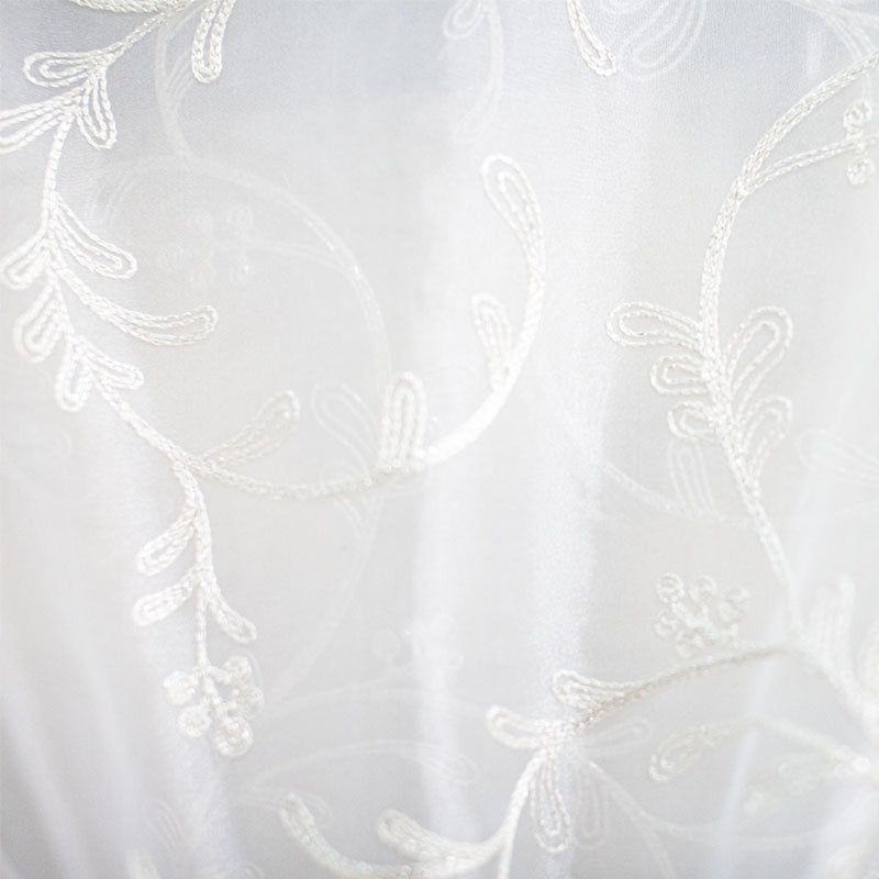 Park Fabric Polyester Fabric - Floral Embroidered Metallic Sheer, 116" Width (1 Yard)