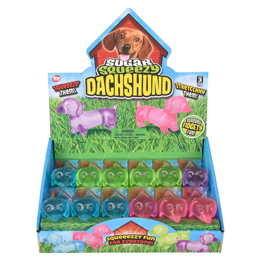 Squeeze Sugar Dachshund Fidget Toy (12 PC Display)