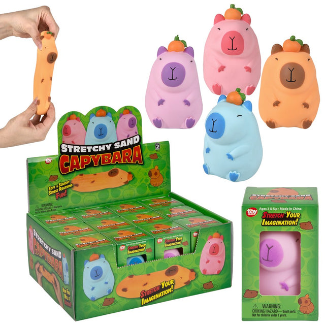 Stretchy Sand Capybara Toy (12 Pc Display)