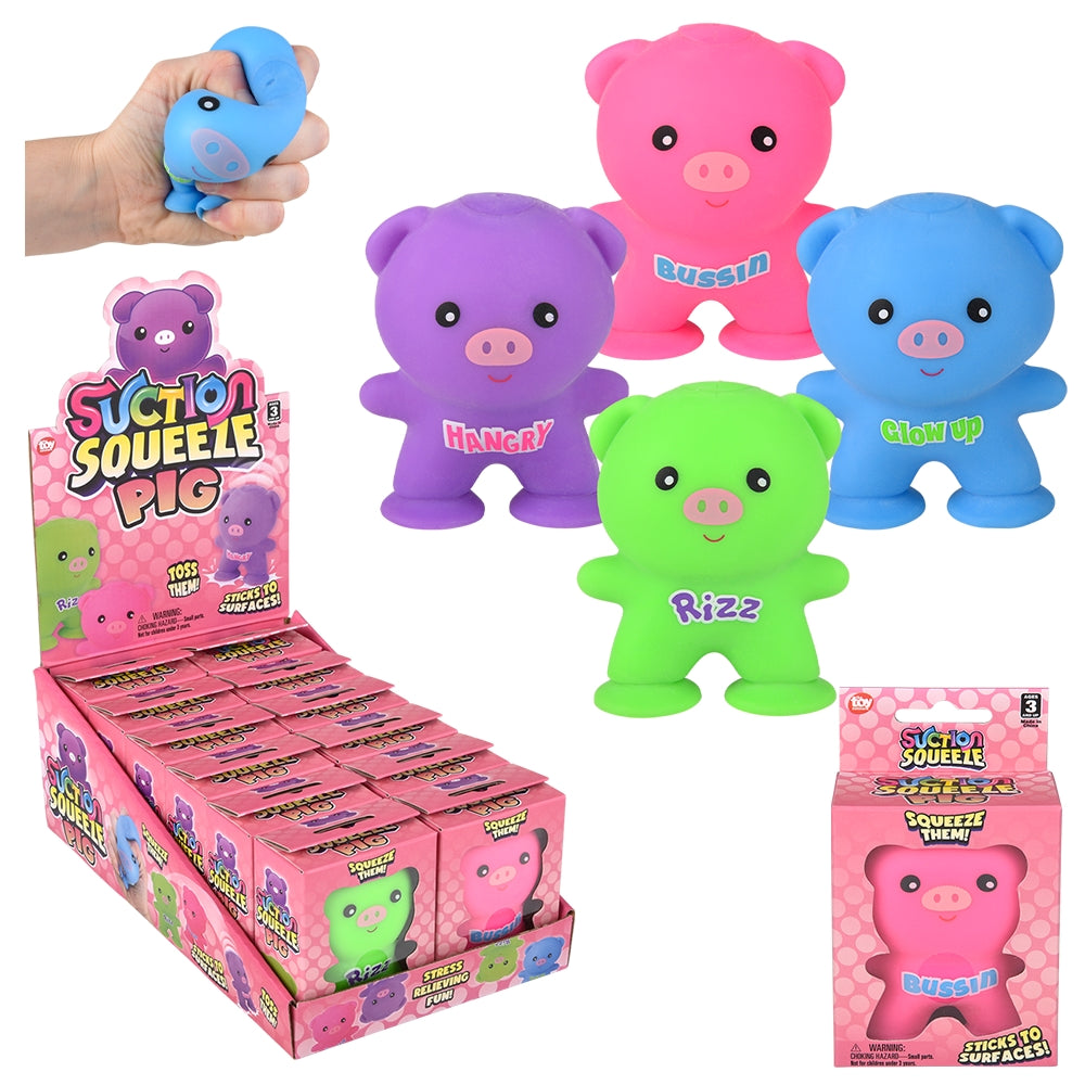 Squeezy Suction Pig (12 Pc Display)