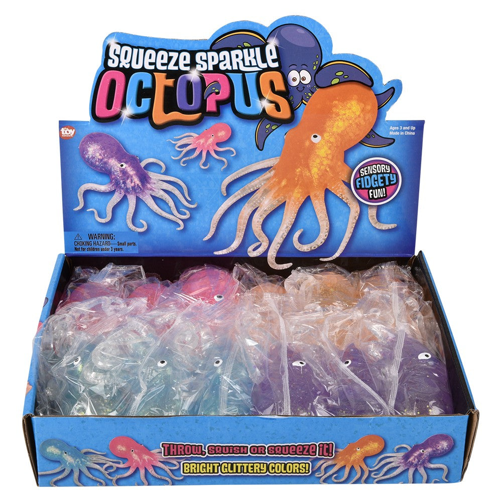 Squeeze Sparkle Confetti Octopus (12 Pc Display)