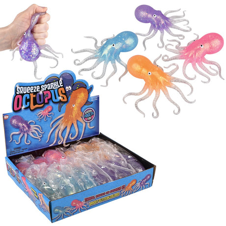Squeeze Sparkle Confetti Octopus (12 Pc Display)
