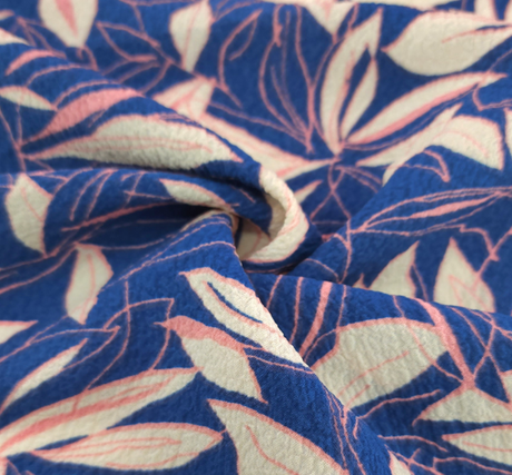 Poly Bubble 1D1818 Blue Poly Spandex Fabric - Blue Textured Crinkle Pleat, 58/60" Width (1 Yard)
