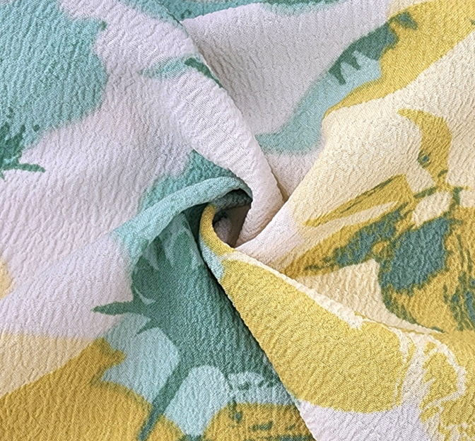 Poly Bubble 1D1824 Polyester Spandex Fabric - Green Textured Crinkle, 58/60" Width (1 Yard)