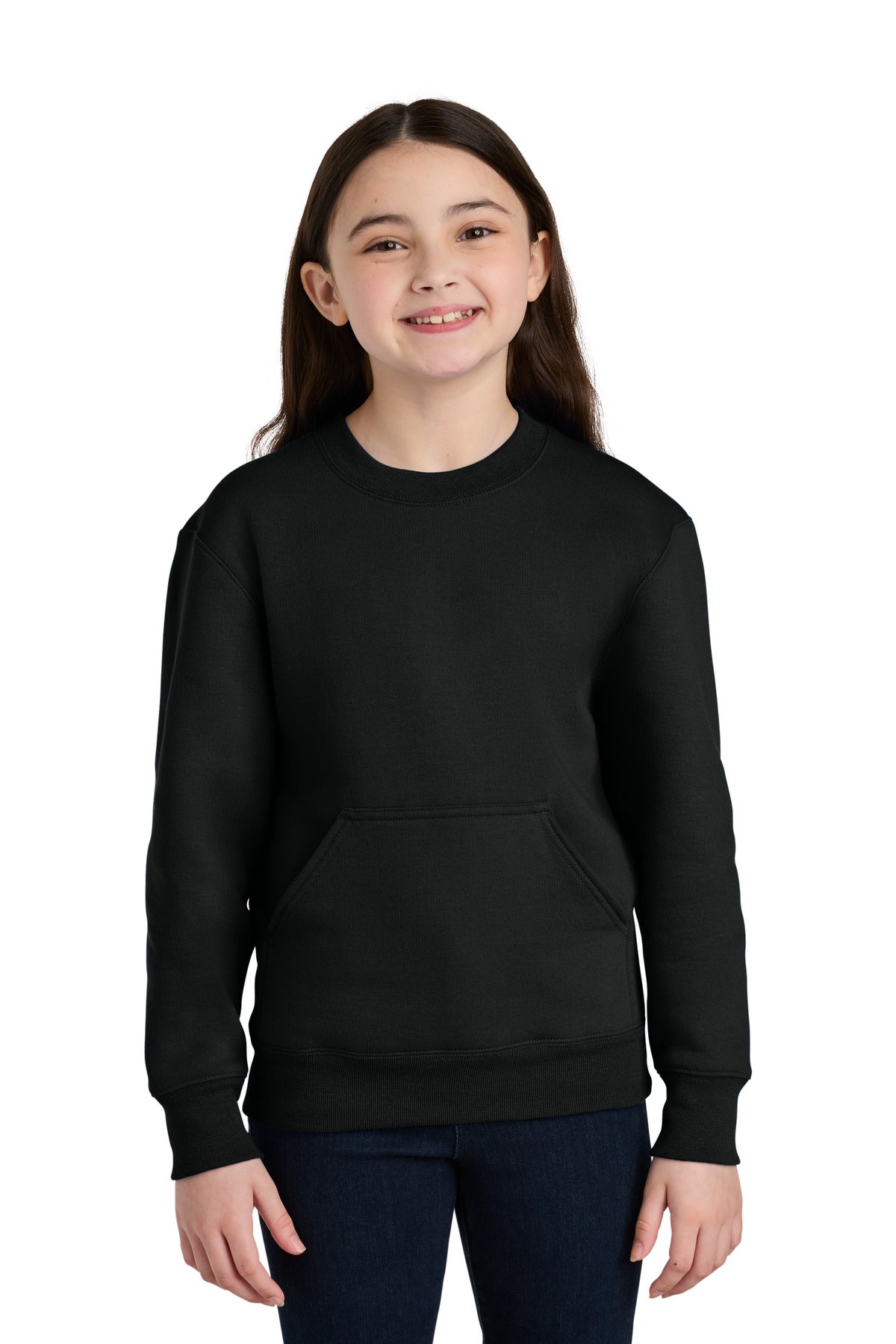 Port & Co® Youth Core Fleece Crewneck Pocket Sweatshirt