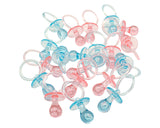 2.5" Blue and Pink Transparent Plastic Baby Shower Pacifier - Pack of 36