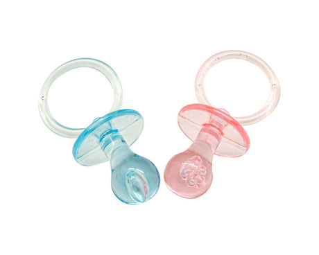 2.5" Blue and Pink Transparent Plastic Baby Shower Pacifier - Pack of 36
