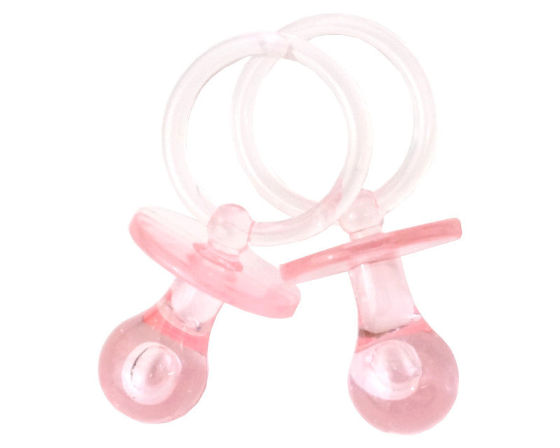 2.5" Pink Transparent Plastic Baby Shower Pacifier - Pack of 36